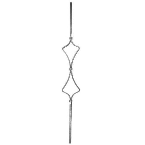 Zierstab 12x12mm, glatt, H: 900mm, 1x Ornament mittig (Art. 1274)