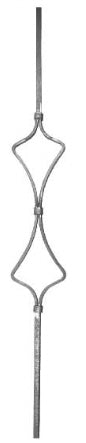 Zierstab 12x12mm, glatt, H: 900mm, 1x Ornament mittig (Art. 1274)