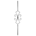 Zierstab 12x12mm, glatt, H: 900mm, 1x Ornament mittig mit 2x Schnecke