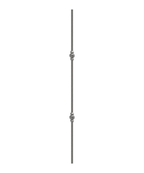 Knubbelstab 14mm, gehämmert, H: 1000mm, 2x Knubbel: außermittig
