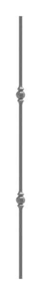 Knubbelstab 14mm, gehämmert, H: 1000mm, 2x Knubbel: außermittig