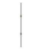 Knubbelstab 14mm, gehämmert, H: 1000mm, 2x Knubbel: außermittig