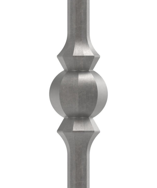 Knubbelstab 14mm, gehämmert, H: 1000mm, 2x Knubbel: außermittig