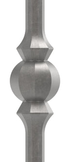 Knubbelstab 14mm, gehämmert, H: 1000mm, 2x Knubbel: außermittig
