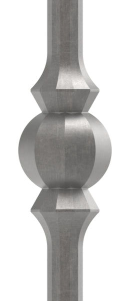Knubbelstab 14mm, gehämmert, H: 1000mm, 1x Knubbel: außermittig