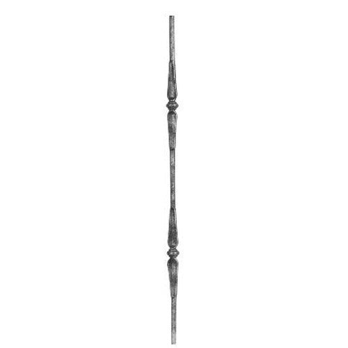 Zierstab Ø 14mm rund, glatt, H: 900mm, 2x Drehteil: außermittig