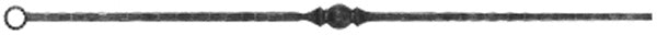 Knubbelstab 13x13mm, gehämmert, H: 1000mm, 1x Knubbel: mittig (Art. 1285)