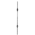 Knubbelstab 13x13mm, gehämmert, H: 1000mm, 2x Knubbel: außermittig