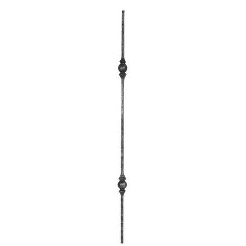 Knubbelstab 13x13mm, gehämmert, H: 1000mm, 2x Knubbel: außermittig