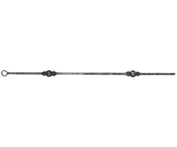 Knubbelstab 13x13mm, gehämmert, H: 1000mm, 2x Knubbel: außermittig