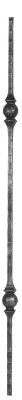 Knubbelstab 13x13mm, gehämmert, H: 1000mm, 2x Knubbel: außermittig