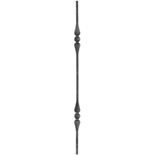Zierstab 12x12mm, glatt, H: 1000mm, 2x Scheibe außermittig
