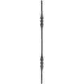 Zierstab 12x12mm, glatt, H: 1000mm, 2x Scheibe außermittig