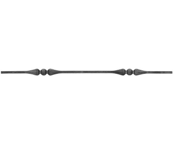 Zierstab 12x12mm, glatt, H: 1000mm, 2x Scheibe außermittig