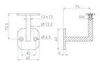 Handlaufhalter mit Anschlussplatte, zum Anschrauben des Handlaufs, V2A / V4A