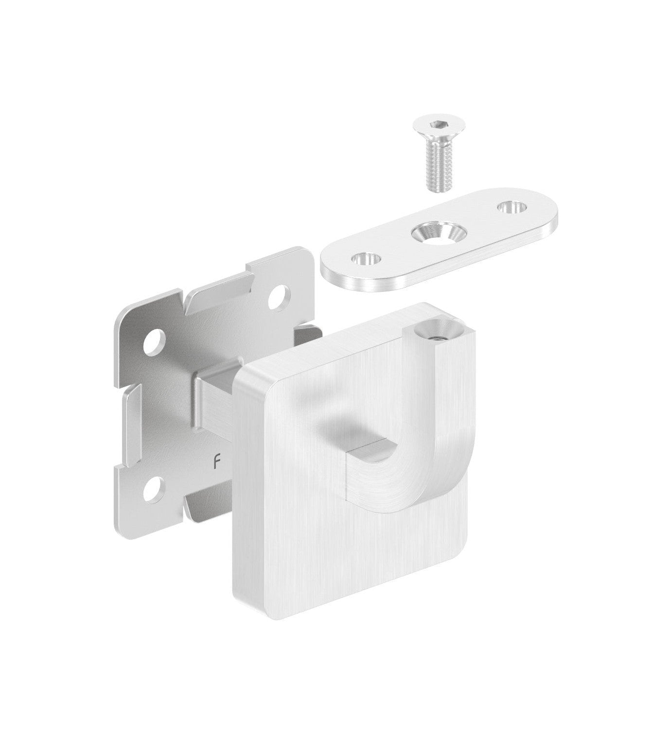 Handlaufhalter mit Cliprosette und Anschlussplatte, zum Anschrauben des Handlaufs, V2A