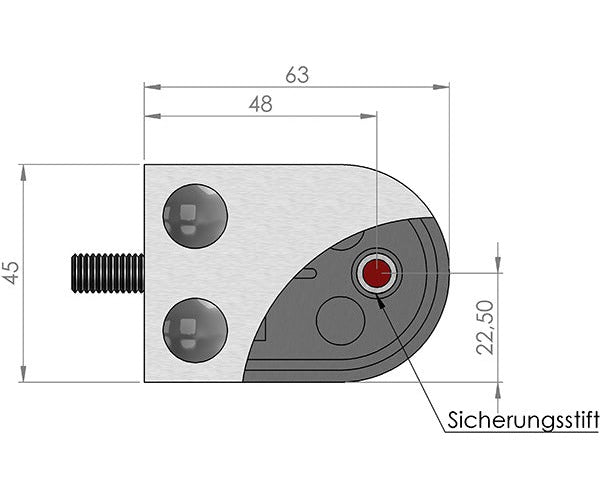 Zirbelstab 12x12mm, glatt, H: 900mm, 1x Zirbel: mittig
