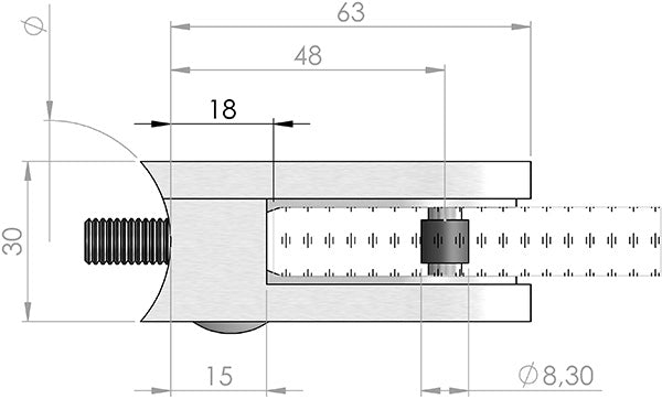Zirbelstab 12x12mm, glatt, H: 900mm, 1x Zirbel: mittig