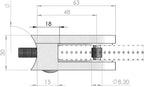 Zirbelstab 12x12mm, glatt, H: 900mm, 1x Zirbel: mittig