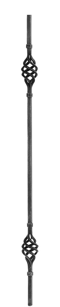 Zirbelstab 12x12mm, glatt, H: 900mm, 2x Zirbel: außermittig