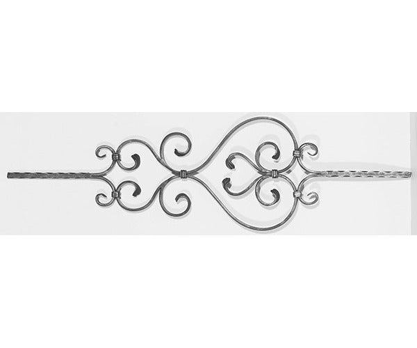 Zierstab 12x12mm, gehämmert, H: 900mm, 1x Ornament außermittig