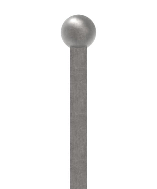 Zaunstab 12x12mm, Kugel 25mm, aus einem Stück, Kugel angeschmiedet