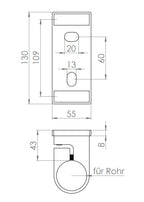 Edelstahl Wandbefestigung für Geländerpfosten zum Spannen, Platte 130 x 55 x 8 mm, V2A