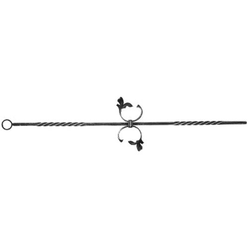 Zierstab 12x12mm, gerillt, Barock, H: 900mm, 2x C-Schnecke mittig, 2x gedreht außermittig