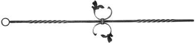 Zierstab 12x12mm, gerillt, Barock, H: 900mm, 2x C-Schnecke mittig, 2x gedreht außermittig