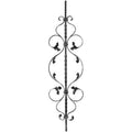 Zierstab 12x12mm, gerillt, Barock, H: 900mm, Schnecken mit Blatt, 1x gedreht