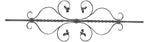 Zierstab 12x12mm, gerillt, Barock, H: 900mm, 2x C-Schnecke mittig, 2x gedreht