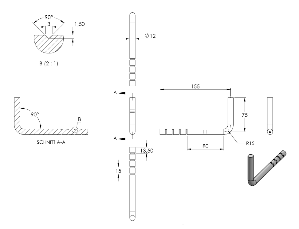 Zeichnung Handlaufhalter Ø 12 mm