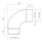 Edelstahl Anschlussbogen 90°, zum Einstecken ins Rohr, V2A