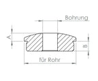 Edelstahl Rohrabschlussstopfen leicht gewölbt, Vollmaterial, mit Bohrung, zum Einschlagen, V2A