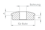 Edelstahl Rohrabschlussstopfen leicht gewölbt, Vollmaterial, mit Bohrung, zum Einschlagen, V2A