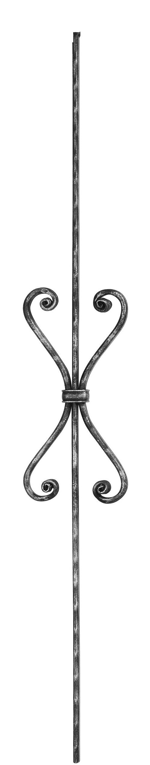 Zierstab 16x8mm, gehämmert, Meisterbarock, H: 900mm, 1x Zierteil: mittig