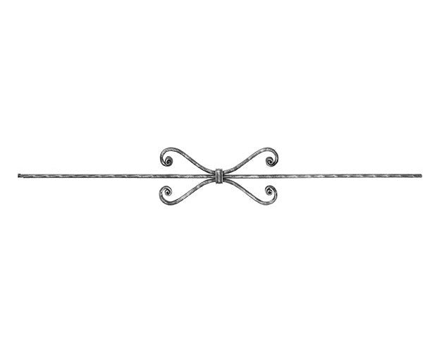 Zierstab 16x8mm, gehämmert, Meisterbarock, H: 900mm, 1x Zierteil: mittig