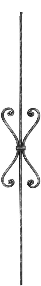 Zierstab 16x8mm, gehämmert, Meisterbarock, H: 900mm, 1x Zierteil: mittig
