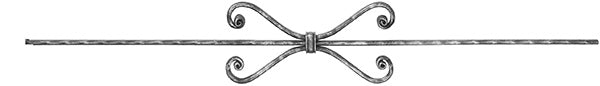 Zierstab 16x8mm, gehämmert, Meisterbarock, H: 900mm, 1x Zierteil: mittig
