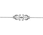 Zierstab 16x8mm, gehämmert, Meisterbarock, H: 900mm, 2x C-Schnecke mit Blatt mittig