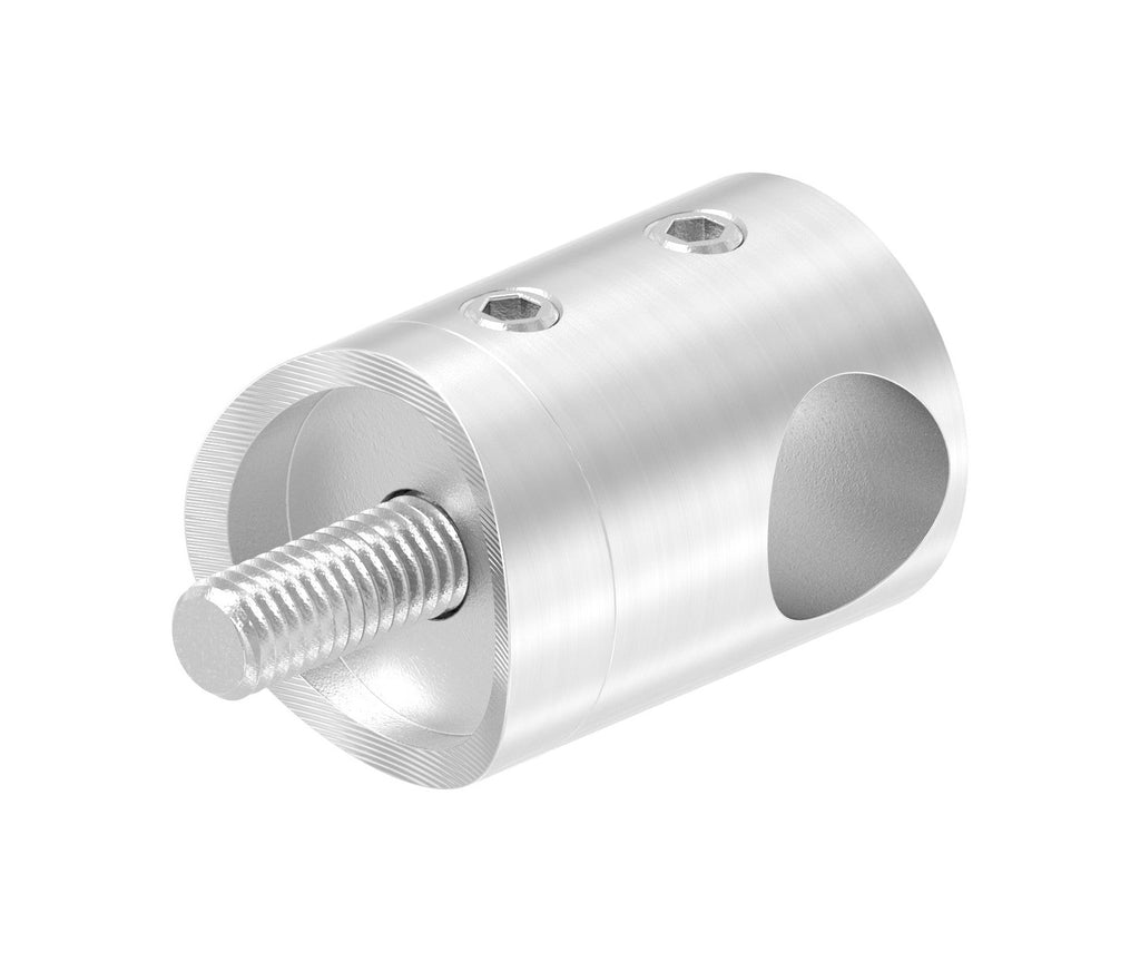 Querstabhalter Ø 22 mm, für 90° Außenecke, mit Durchgangsbohrung, V2A / V4A