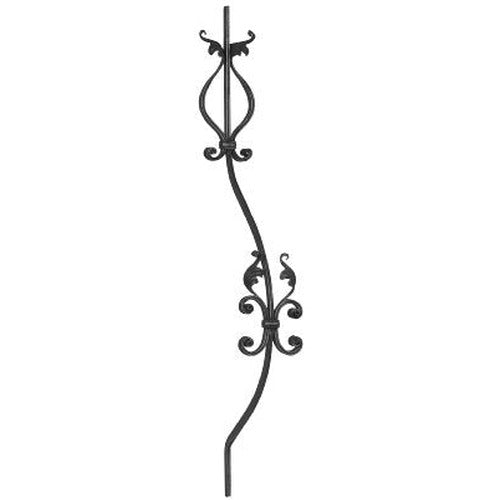 Korbgitterstab 16x8mm, gerillt, Barock, H: 1000mm, C-Schnecken mit Blatt