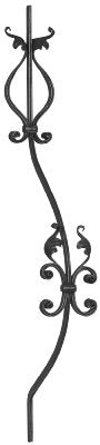 Korbgitterstab 16x8mm, gerillt, Barock, H: 1000mm, C-Schnecken mit Blatt