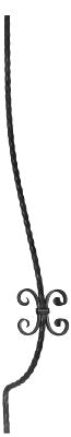Korbgitterstab 12x12mm, gehämmert, H: 1000mm, C-Schnecken