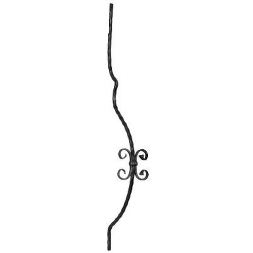 Korbgitterstab 12x12mm, gehämmert, H: 1000mm, 2x C-Schnecke, mit Nase