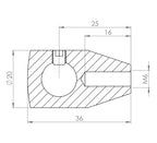 Querstabhalter aus einem Stück mit Gewinde M6, mit Durchgangsbohrung, V2A