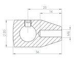 Querstabhalter aus einem Stück mit Gewinde M6, mit Durchgangsbohrung, V2A