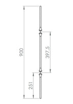 Zierstab, für Zierelement mit Sachloch, Länge 900 mm, V2A