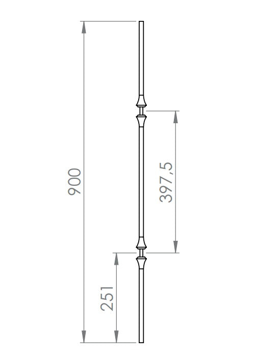 Zierstab, für Zierelement mit Sachloch, Länge 900 mm, V2A
