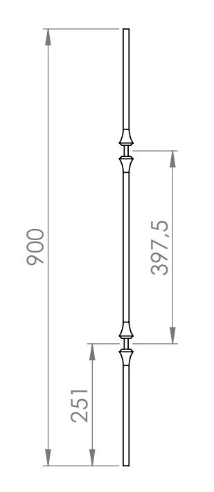 Zierstab, für Zierelement mit Sachloch, Länge 900 mm, V2A